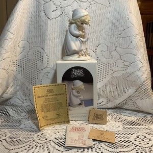 Vintage 1986 Precious Moments Winters Song 12092 Large Porcelain 6" Figurine